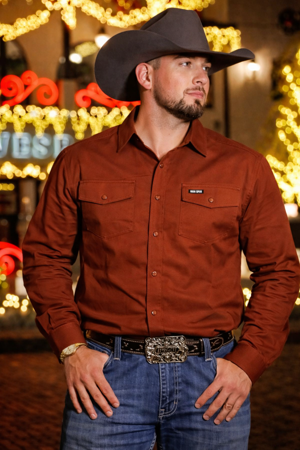 IRON SPUR | Men’s Copper Western Pearl Snap Long Sleeve Shirt