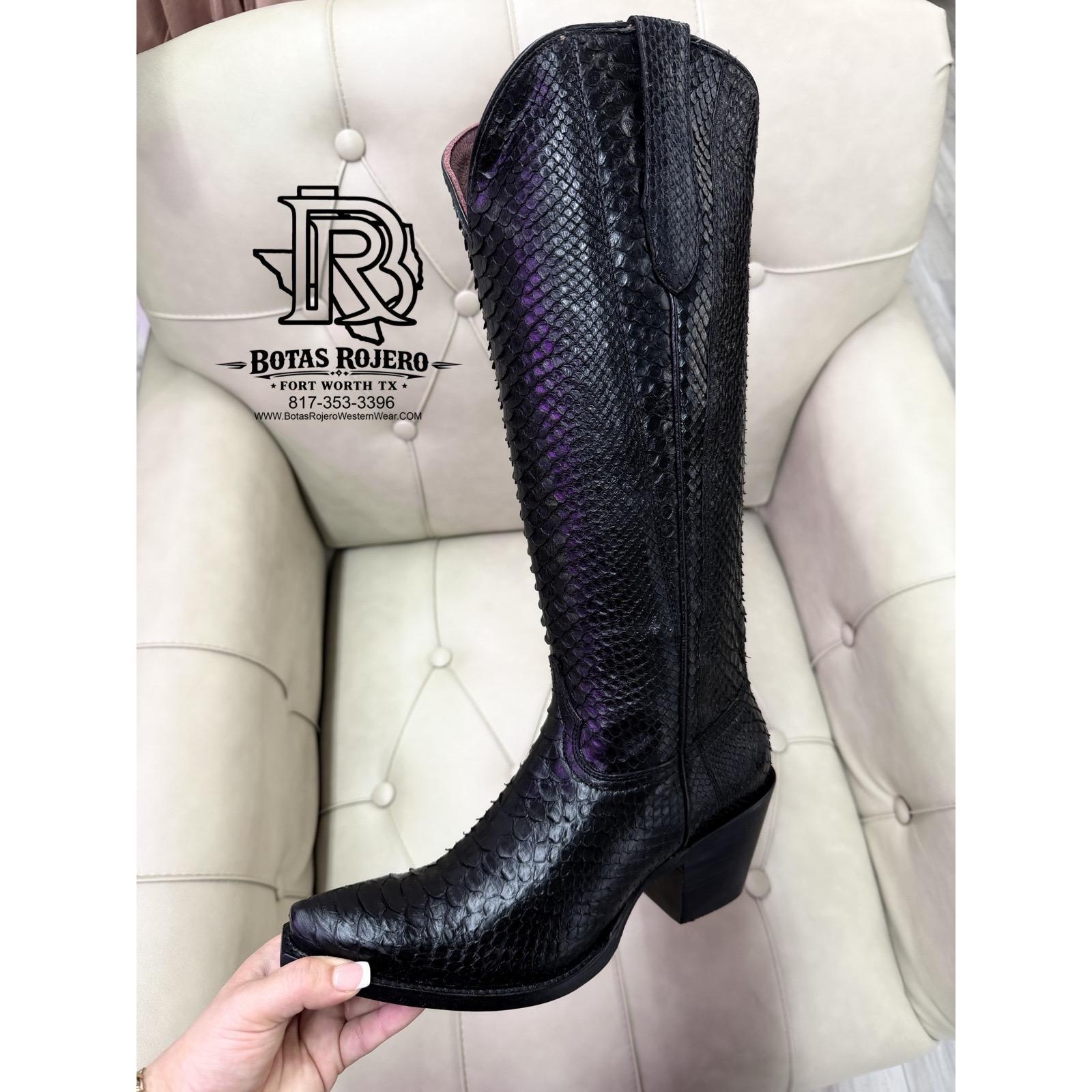 PYTHON BLACK WOMEN WESTERN BOOTS BY IRON SPUR