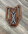 “ SAMUEL “ |  KNIFE SHEATH WESTERN TOOLED LEATHER  BEADED | IRON SPUR