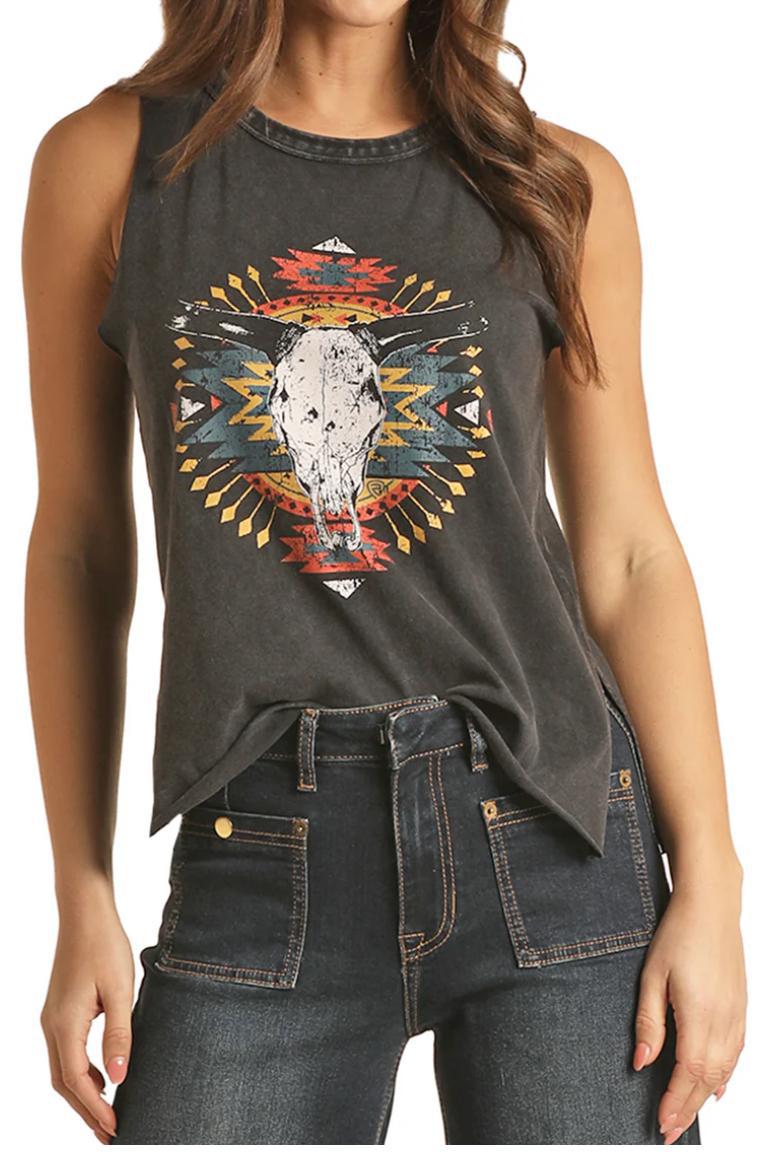 Hannah Bull Skull Rock N Roll Tank RRWT20R05C