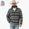 ‘’SERGIO’’ ROCK & ROLL  AZTEC STRIPE BERBER PULLOVER BLUE |BM91C02294
