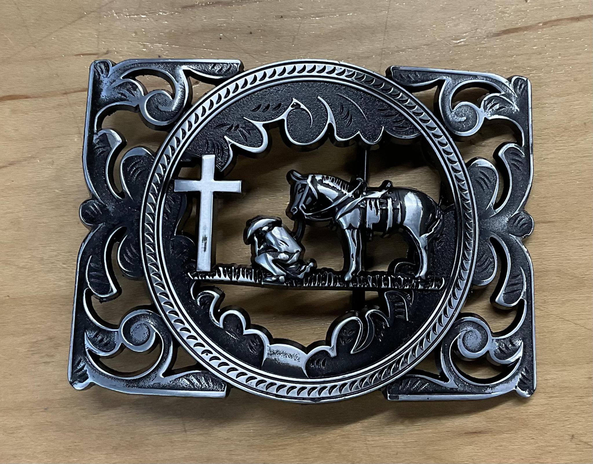 PRAYING HORSE BELT BUCKLE