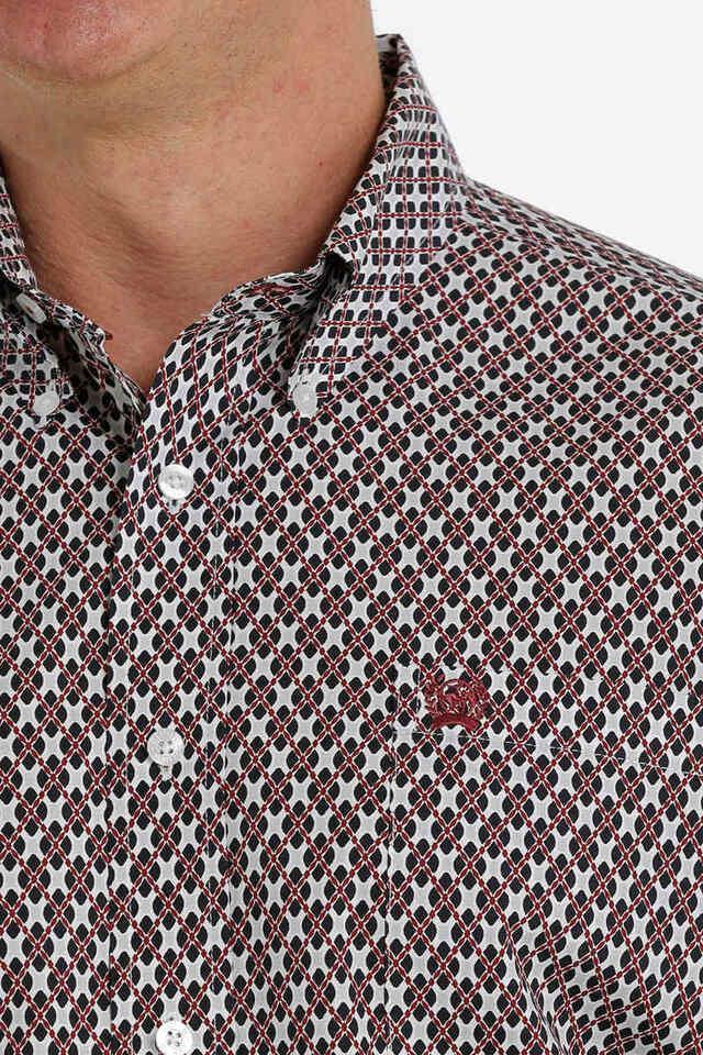 CINCH MEN'S CLASSIC WHITE/BURGANDY /BLACK LONG SLEEVE SHIRT |MTW1105320