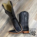 " MILES " | BLACK SOFT OSTRICH MEN WESTERN SQAURE TOE BOOTS