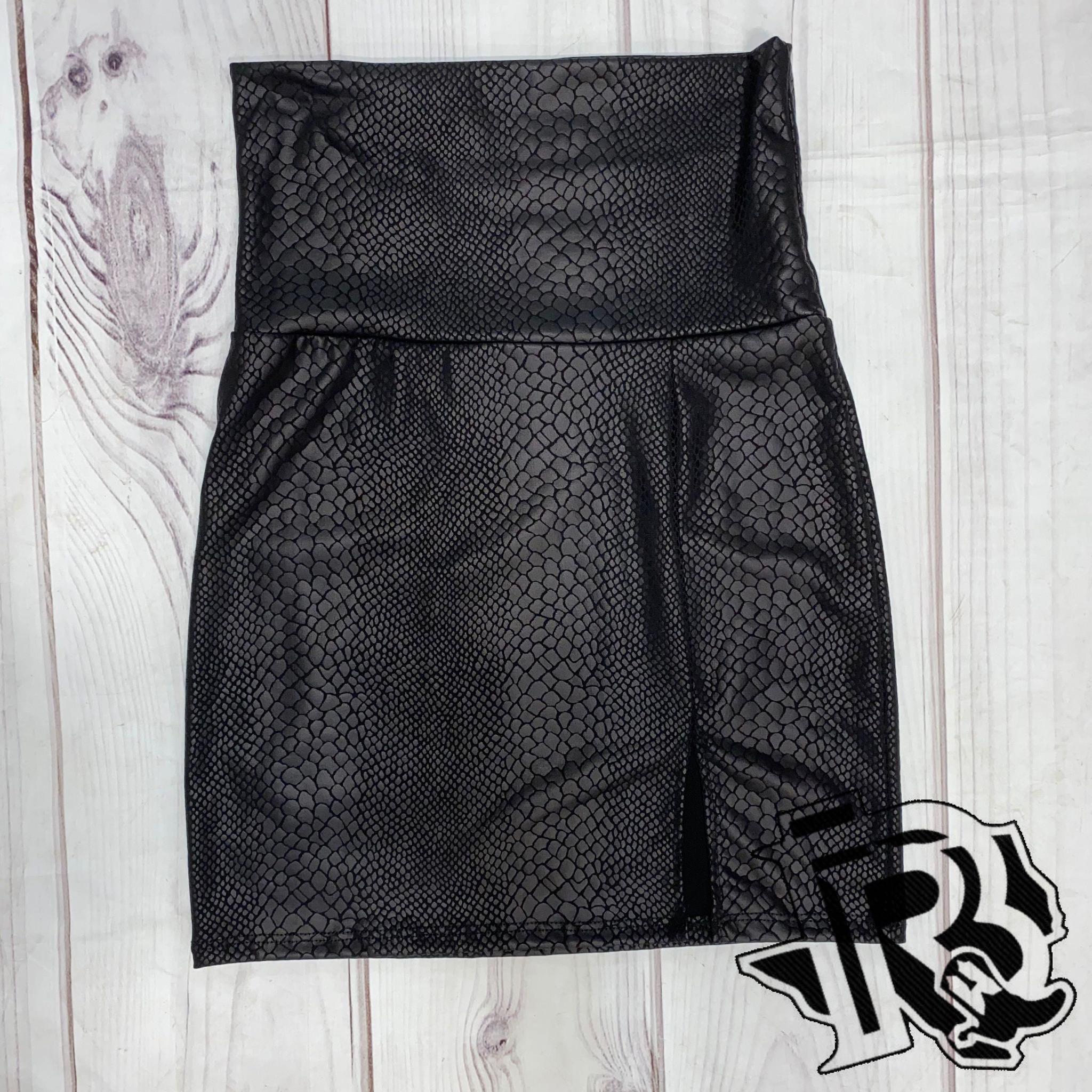 BLACK SNAKE PRINT HIGH WAISTED SKIRT