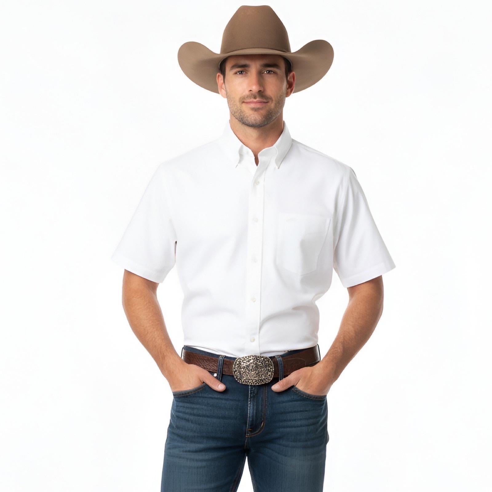 G09S | #2 SNOW WHITE | SHORT SLEEVE | IRON SPUR | MEN WESTERN SHIRT