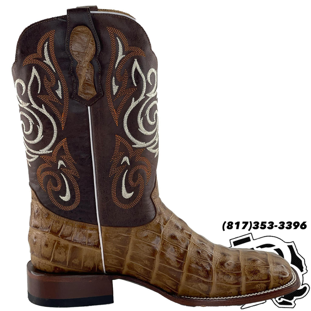 CAIMAN TAIL BELLY PRINT |  RUSTIC HONEY MEN SQUARE TOE BOOT MOH190