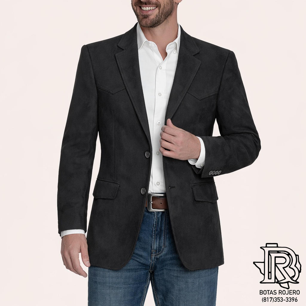 Black Suede Men Western Sport Coat By Iron Spur