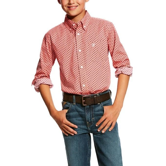 KIDS' ARIAT Dowers LONG SLEEVE Stretch Print Shirt