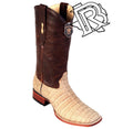 Caiman Belly Wide Square Toe: Honey Greasy Finish