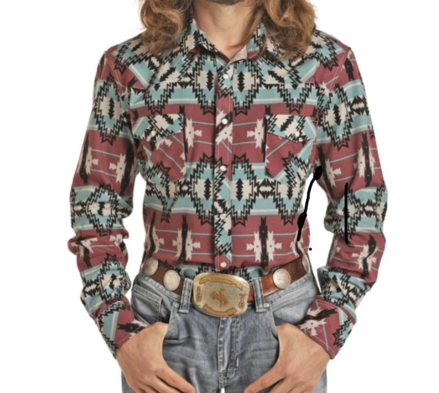 Dale Brisby Aztec Poplin Print Snap Shirt Style Number B2S2323