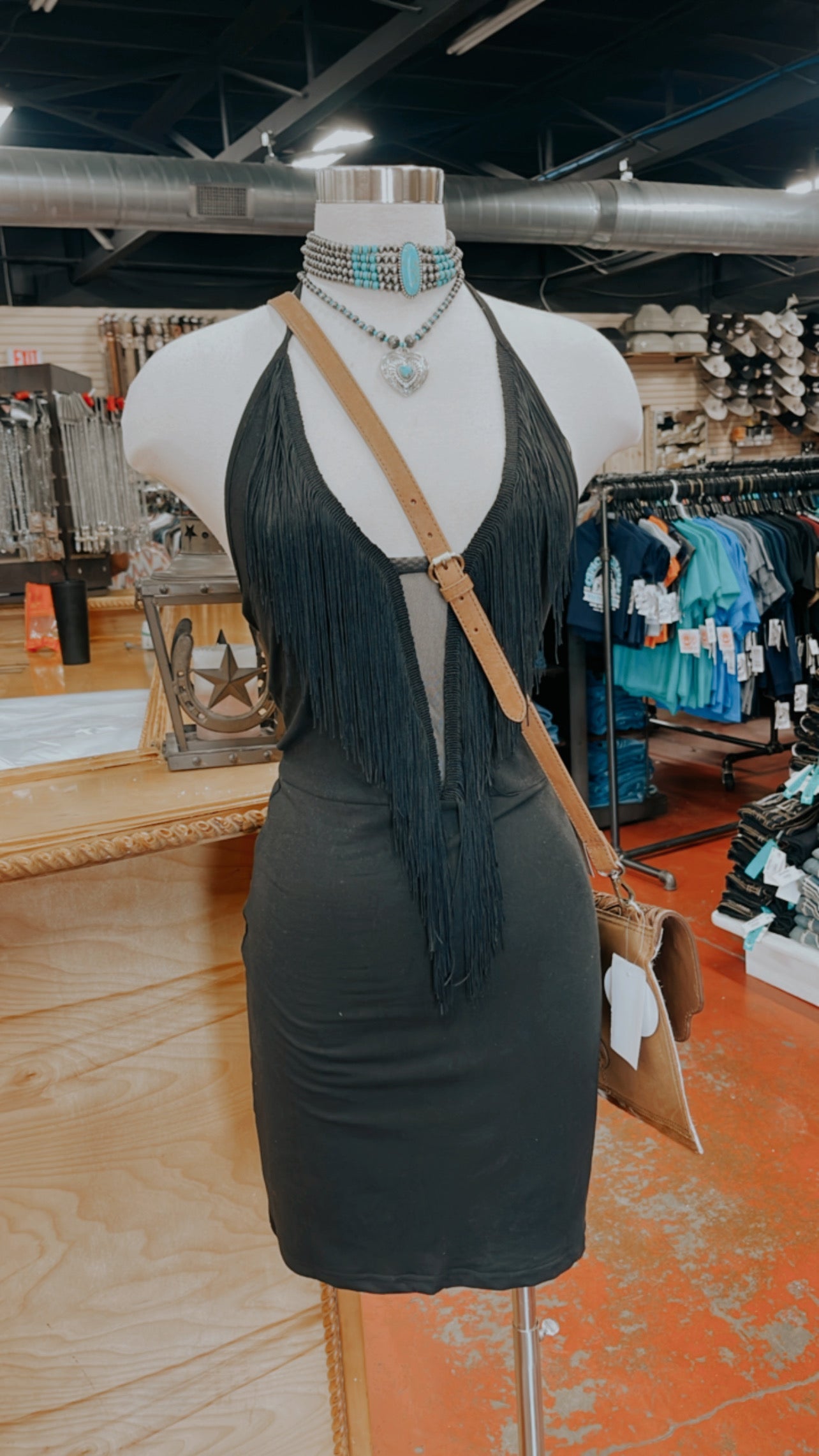 NAT FRINGE BLACK DRESS