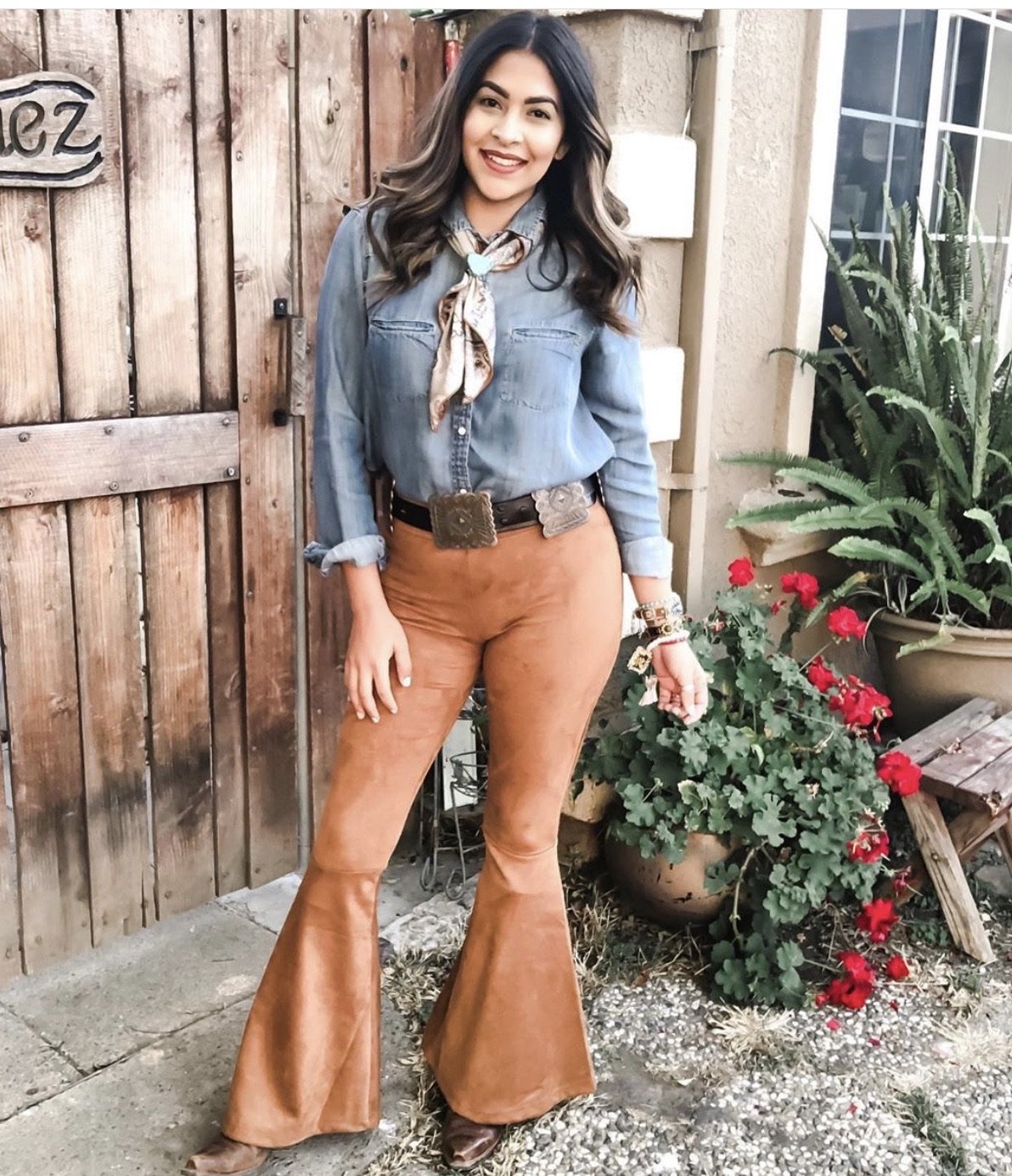 Brown suede bell bottoms