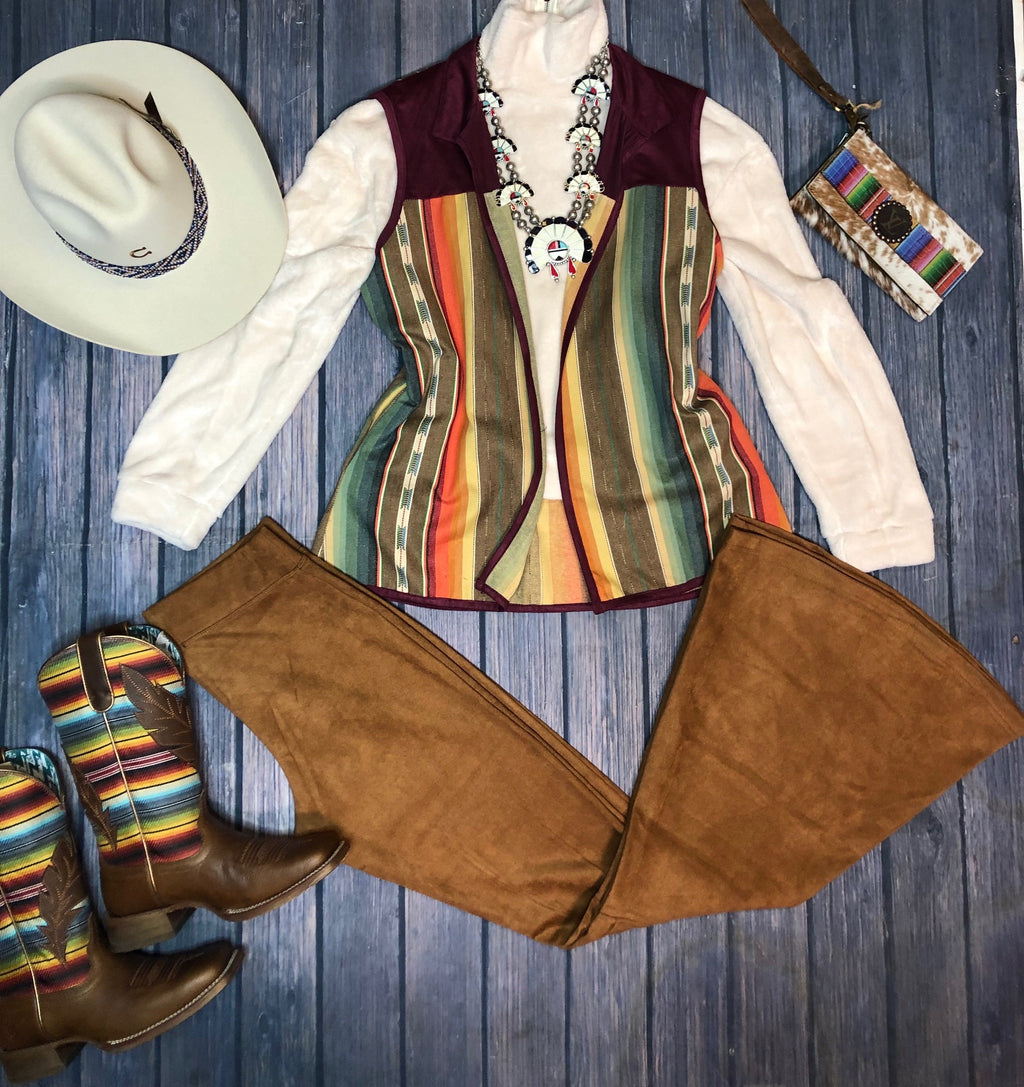 Brown suede bell bottoms