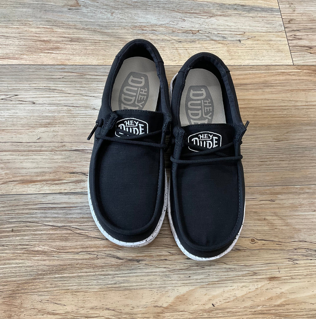 HEY DUDE | WALLY YOUTH SLUB CANVAS BLACK | 40044-001