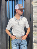 MEN'S SHORT SLEEVE PRINTED POLO WHITE ROCK & ROLL |PPMT51RZ78