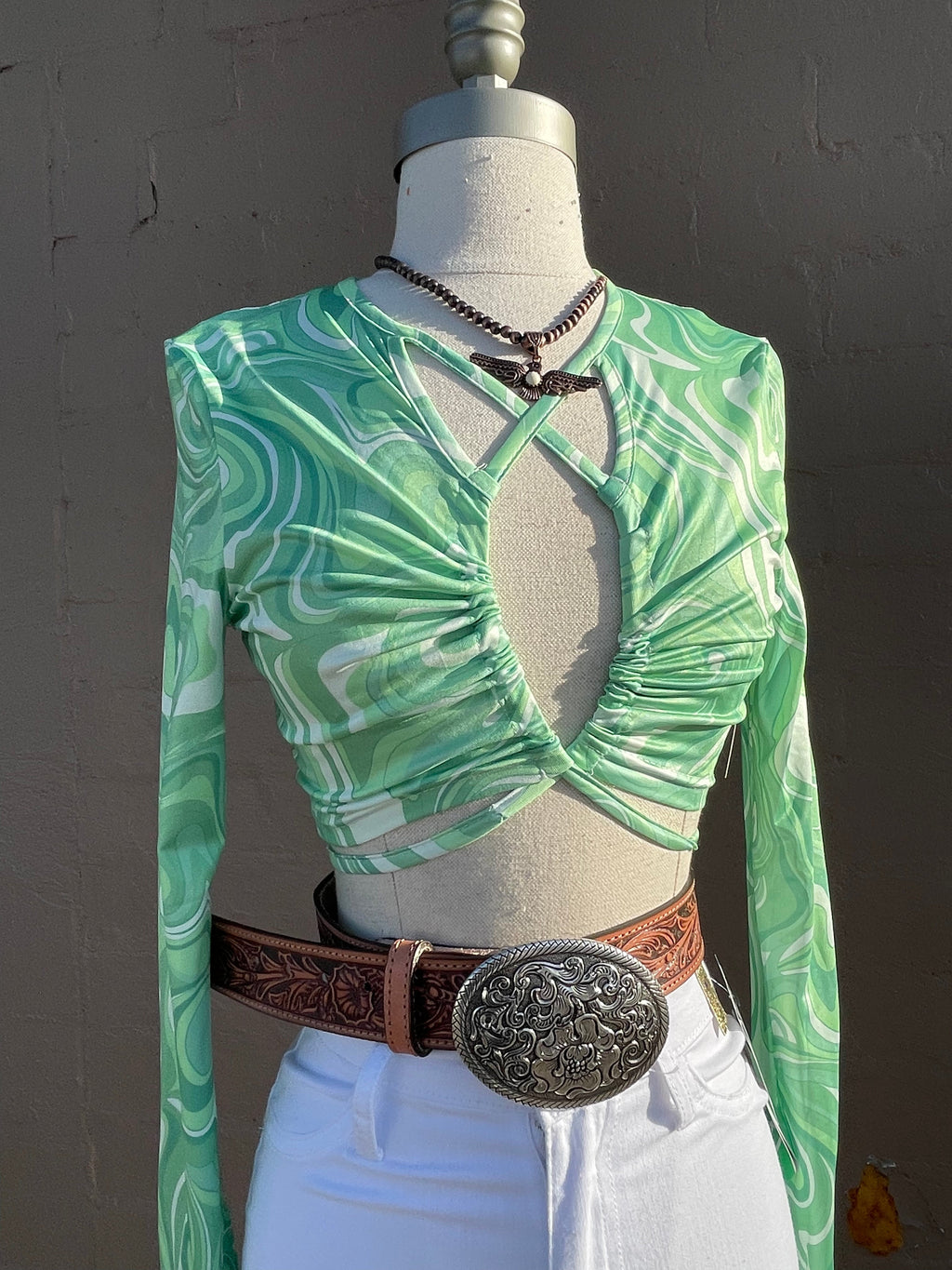 Crisscross Tie Front Crop Top