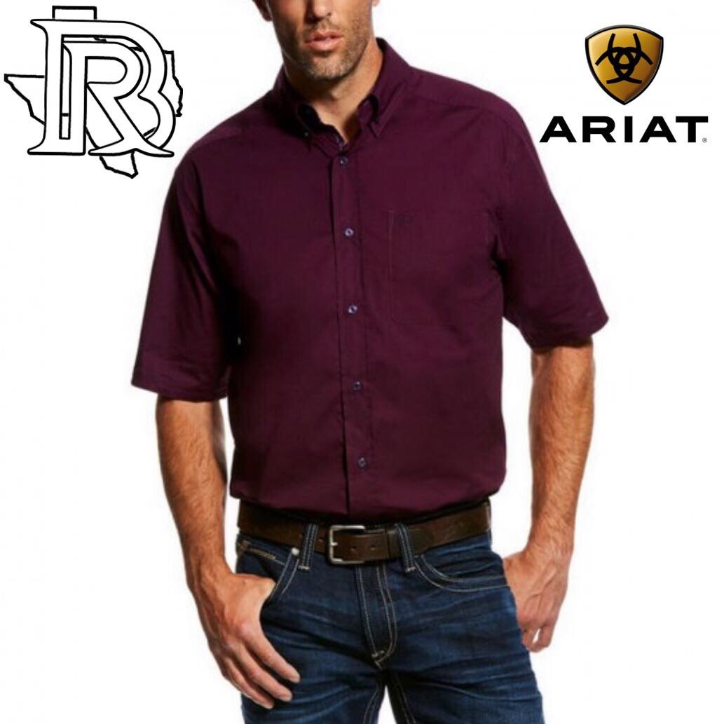 Ariat® Men's S/S Solid Purple Stretch Button Shirt 10026520