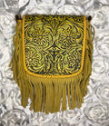 Full tooled leather with fringe crossbody