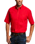 Men's Ariat Solid Stretch Print Shirt - Red