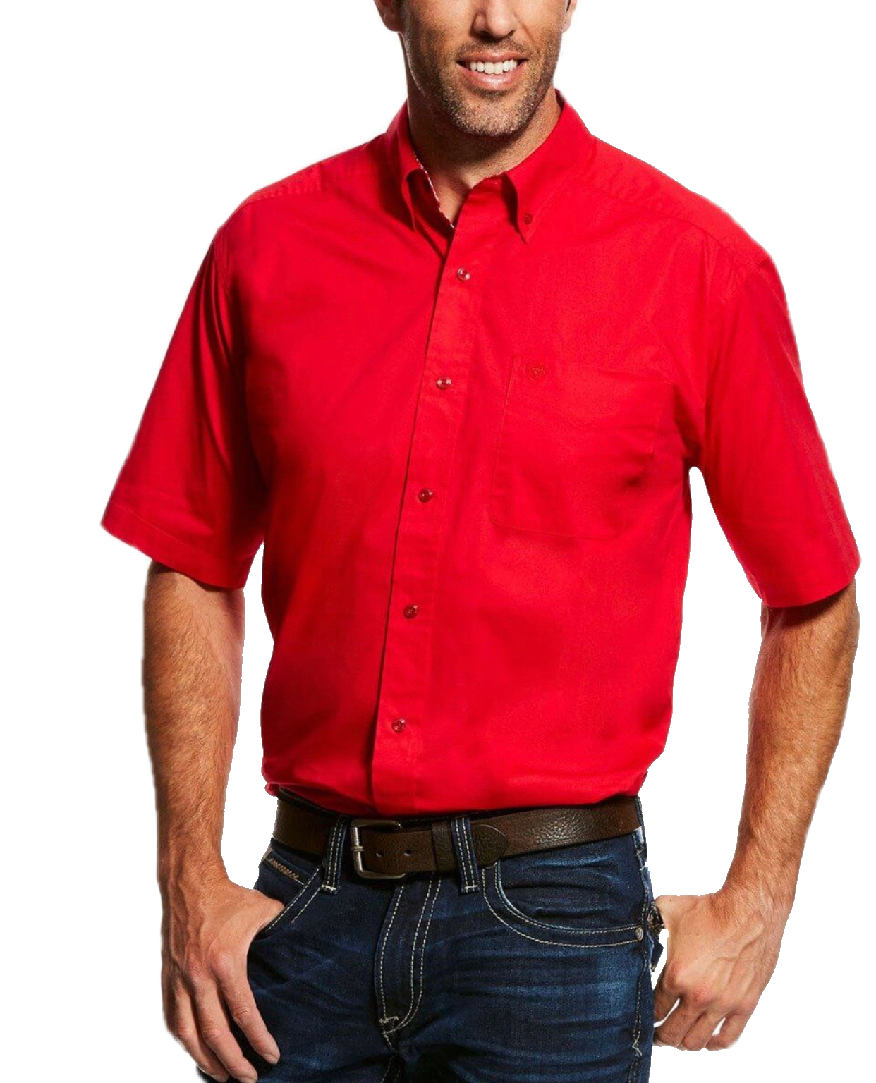 Men's Ariat Solid Stretch Print Shirt - Red