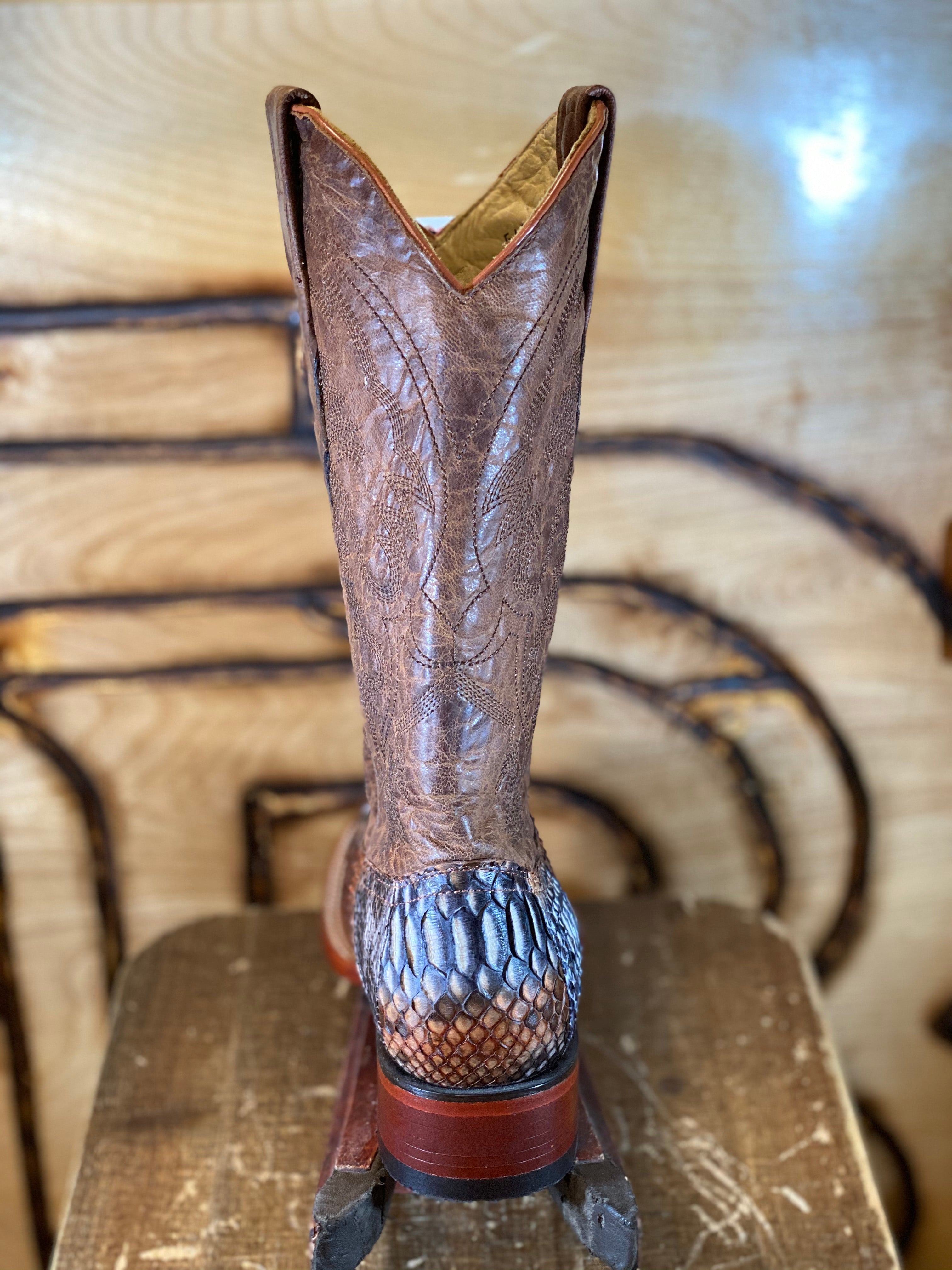 BR : ORIGNAL SNAKE RUSTIC NATURAL PYTHON SQUARE TOE BOOT