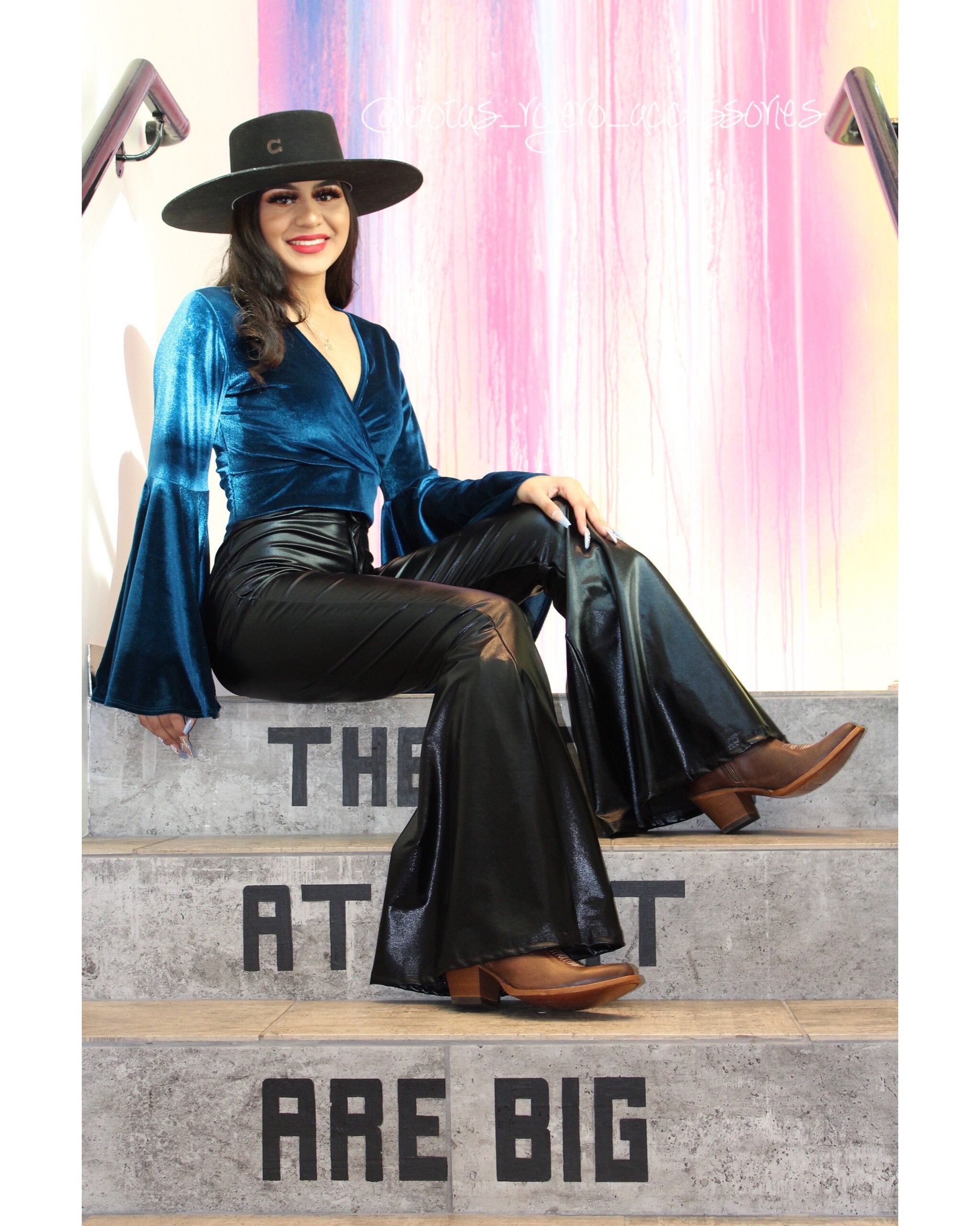 Black leather bell bottoms
