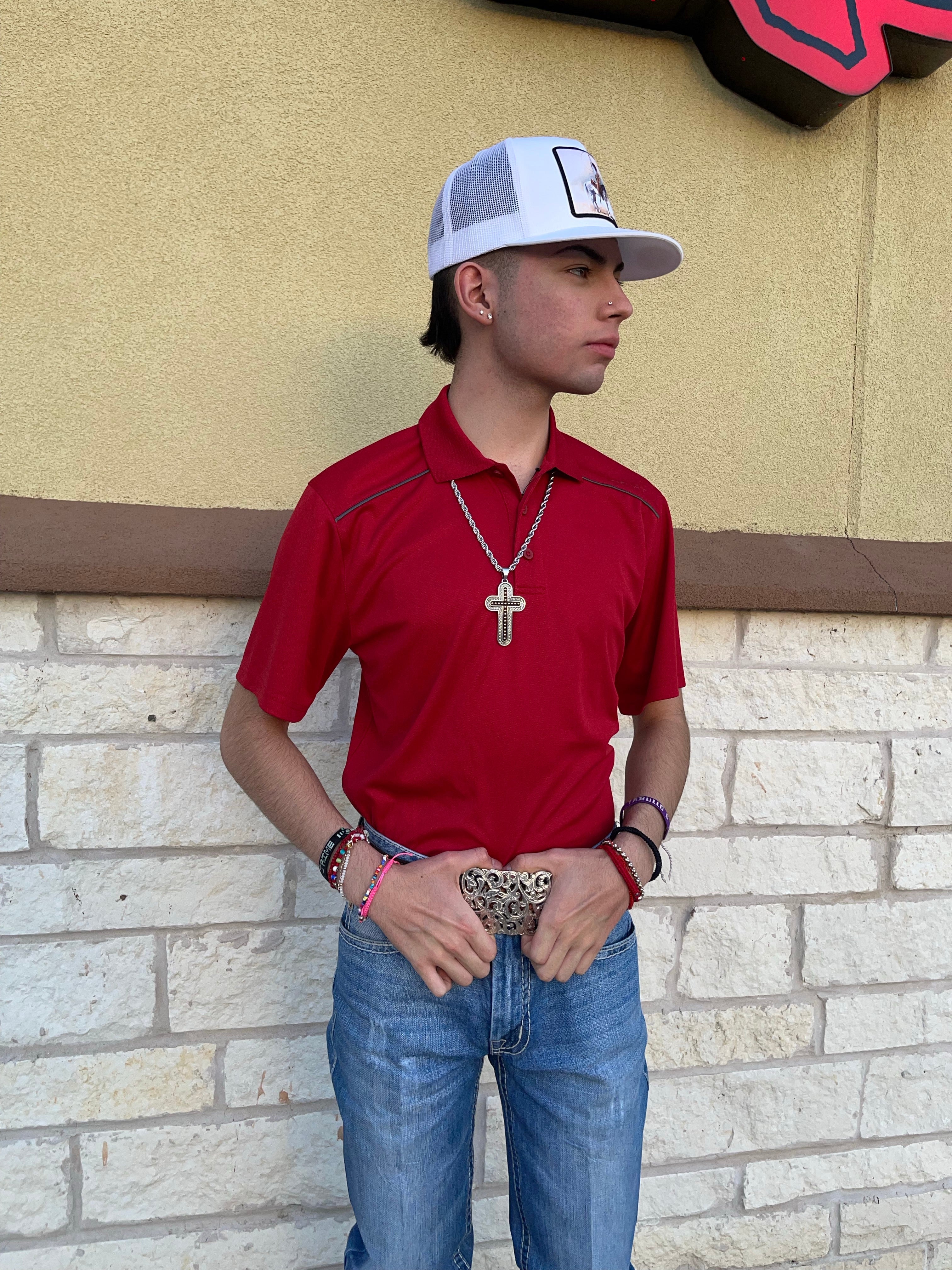 MEN POLO | ARIAT RED WESTERN POLO 10039411