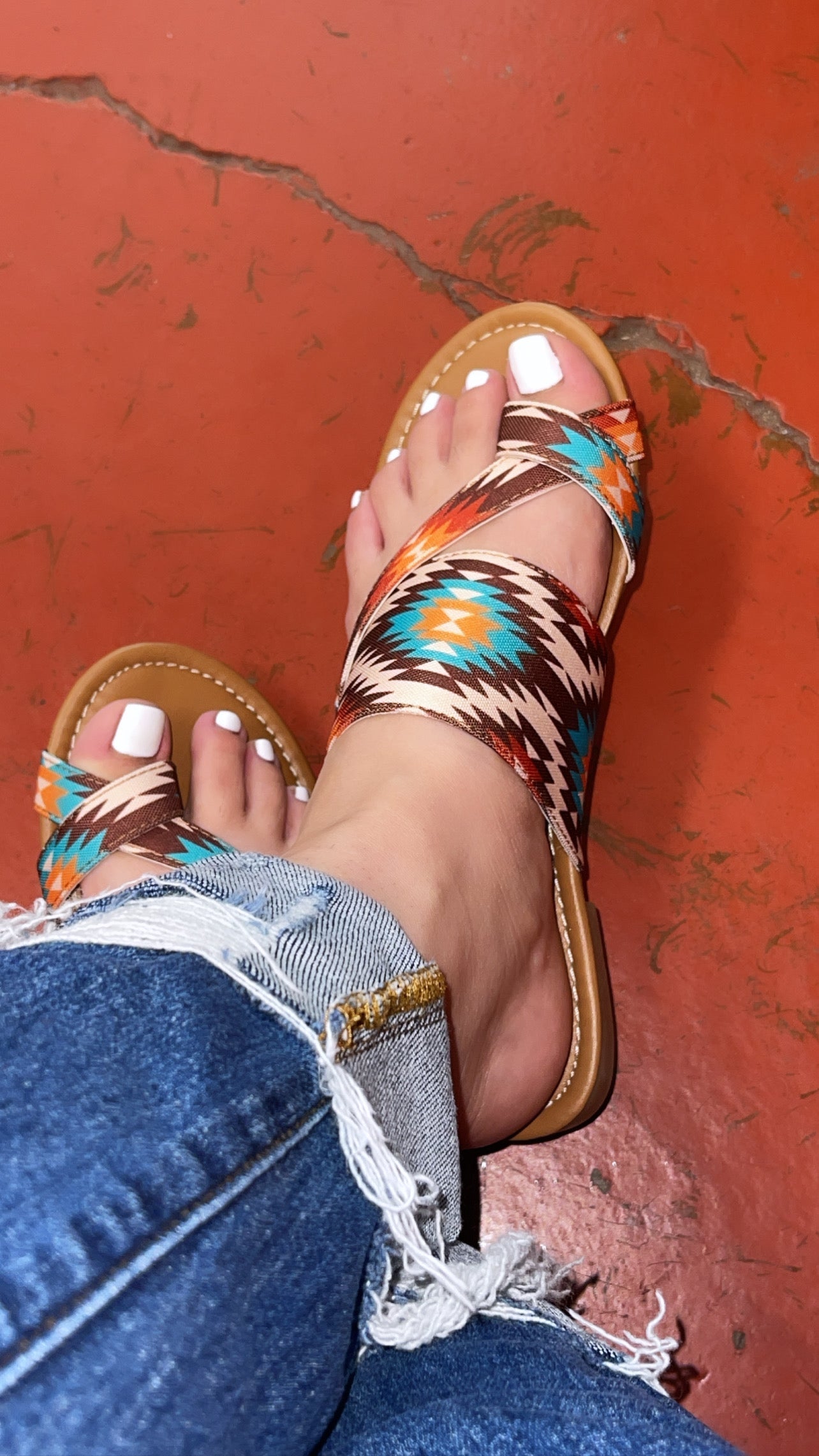 AZTEC ORANGE SANDALS 1