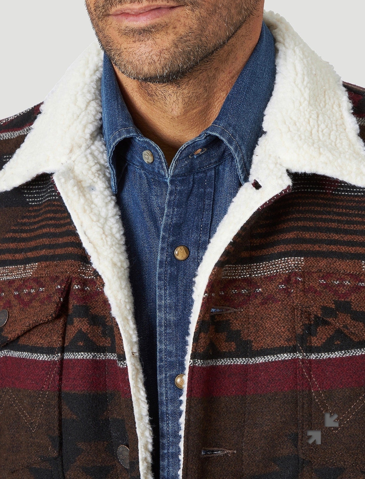 MEN'S WRANGLER® SHERPA LINED JACQUARD PRINT JACKET