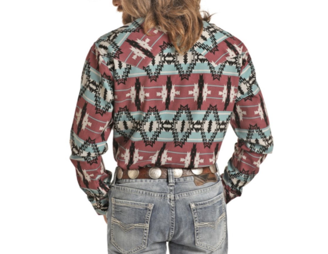 Dale Brisby Aztec Poplin Print Snap Shirt Style Number B2S2323