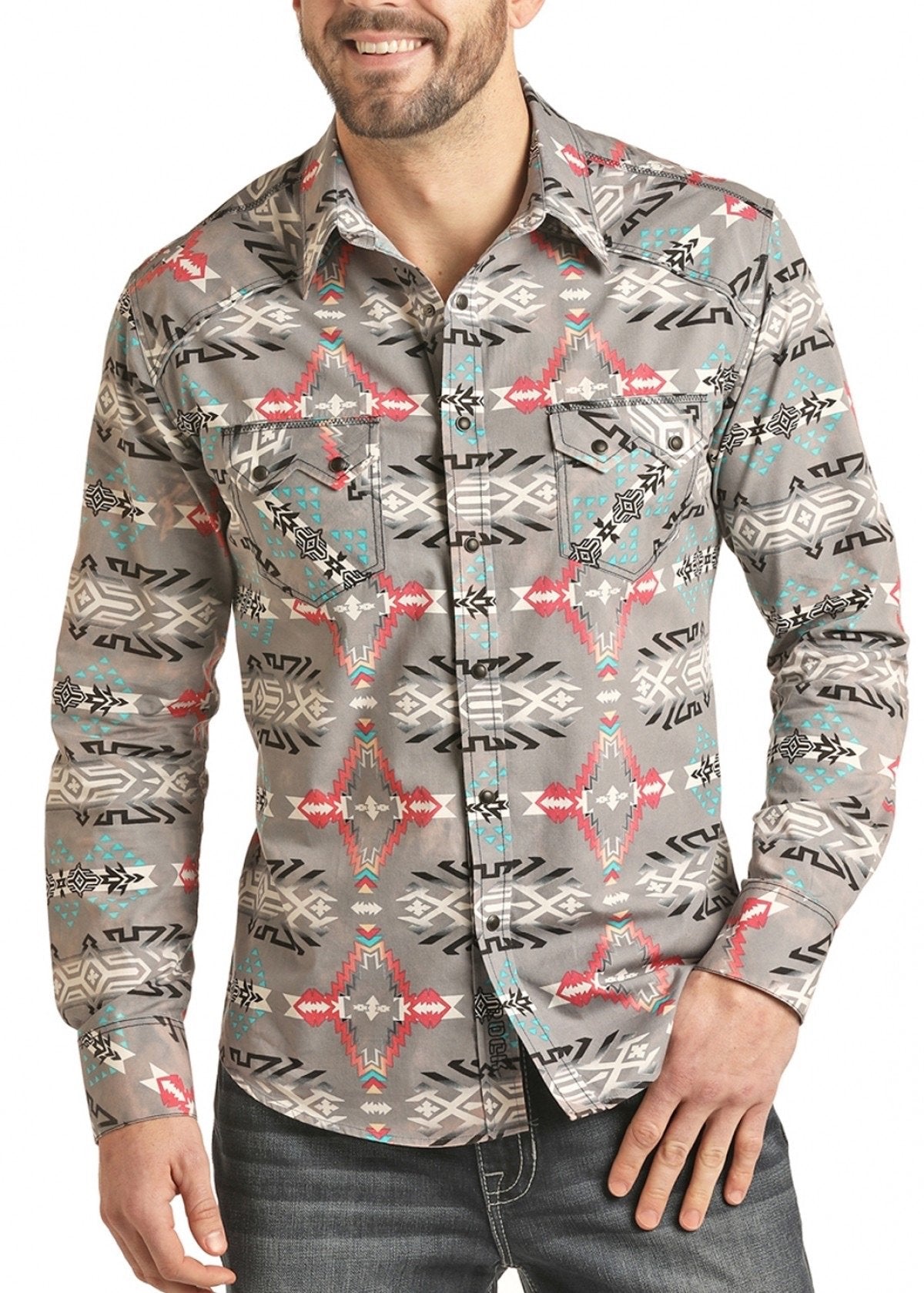 Rock and Roll Cowboy Men's Long Sleeve Snap Front Top B2S2315