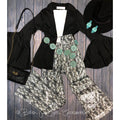 Leather snake print bell bottoms