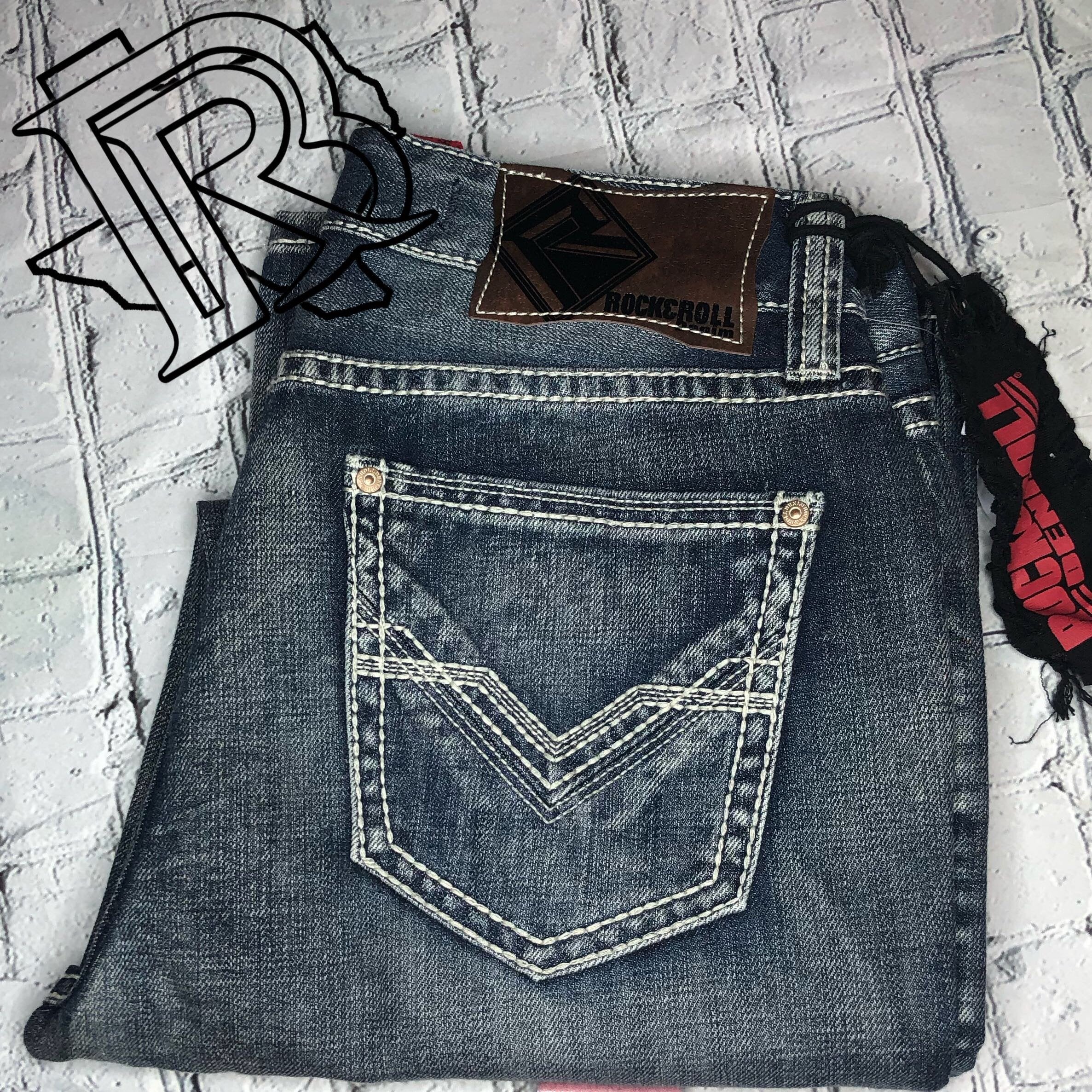 ROCK & ROLL COWBOY MEN'S DOUBLE BARREL MED WASH STRAIGHT LEG JEANS M0S1071