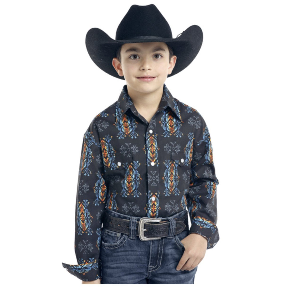Boy's Long Sleeve Snap Front Shirt by Panhandle R2S3213