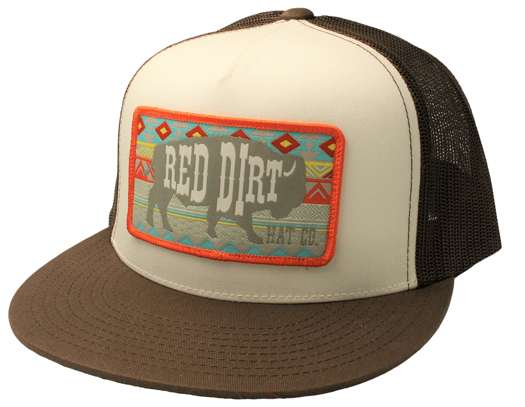 RED DIRT CAPS : “Aztec Buffalo” Brown / White RDHC23