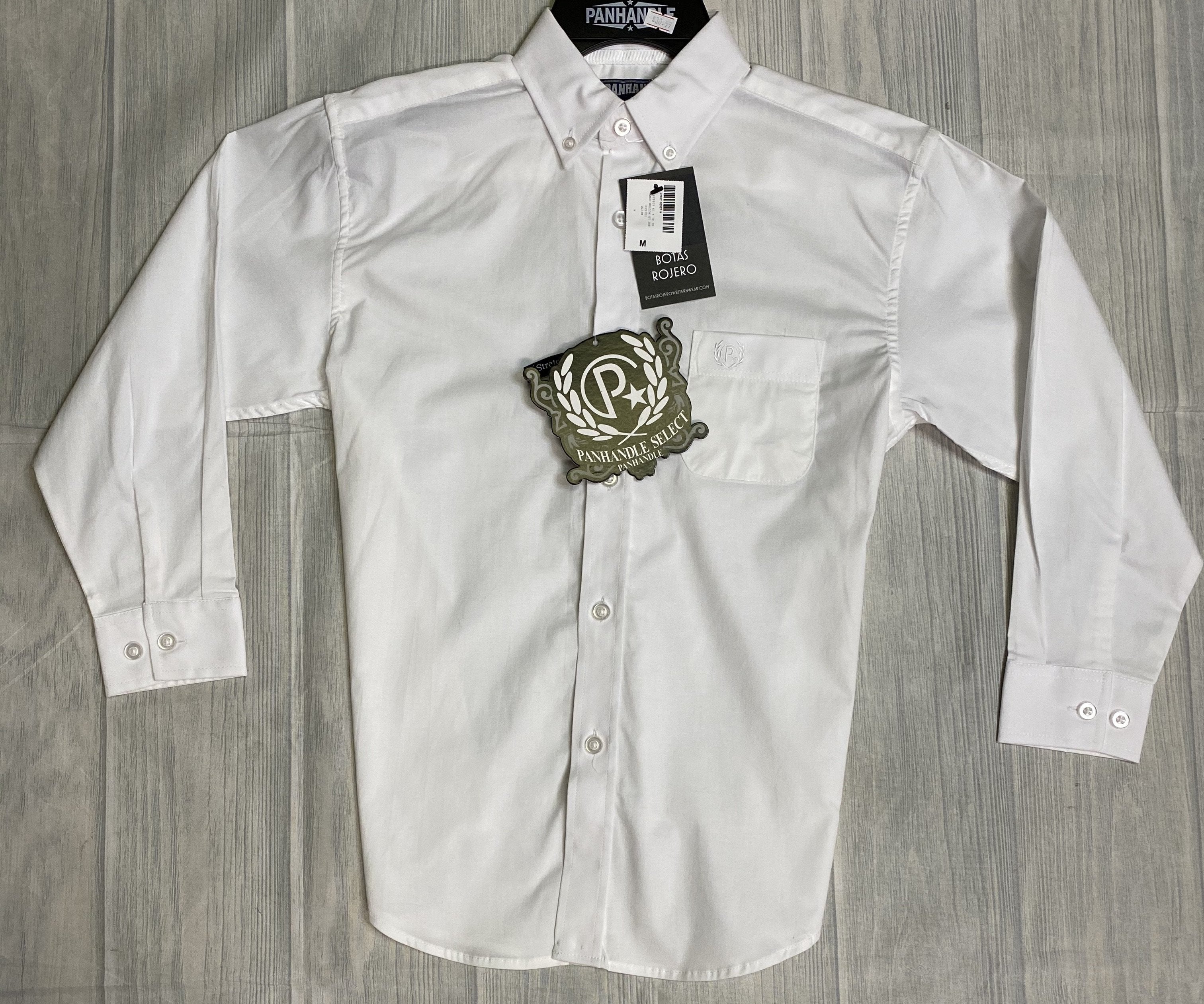 Panhandle Select Boys' White Solid Stretch Long Sleeve Western Shirt C0D3231