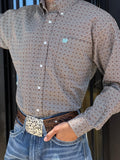 MEN’S LONG SLEEVE PRINT BROWN CINCH | MTW1105375