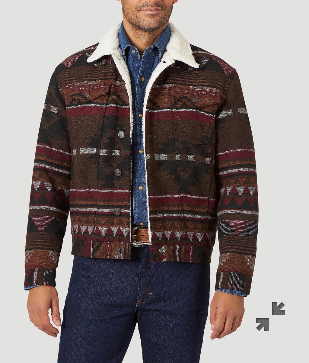 MEN'S WRANGLER® SHERPA LINED JACQUARD PRINT JACKET