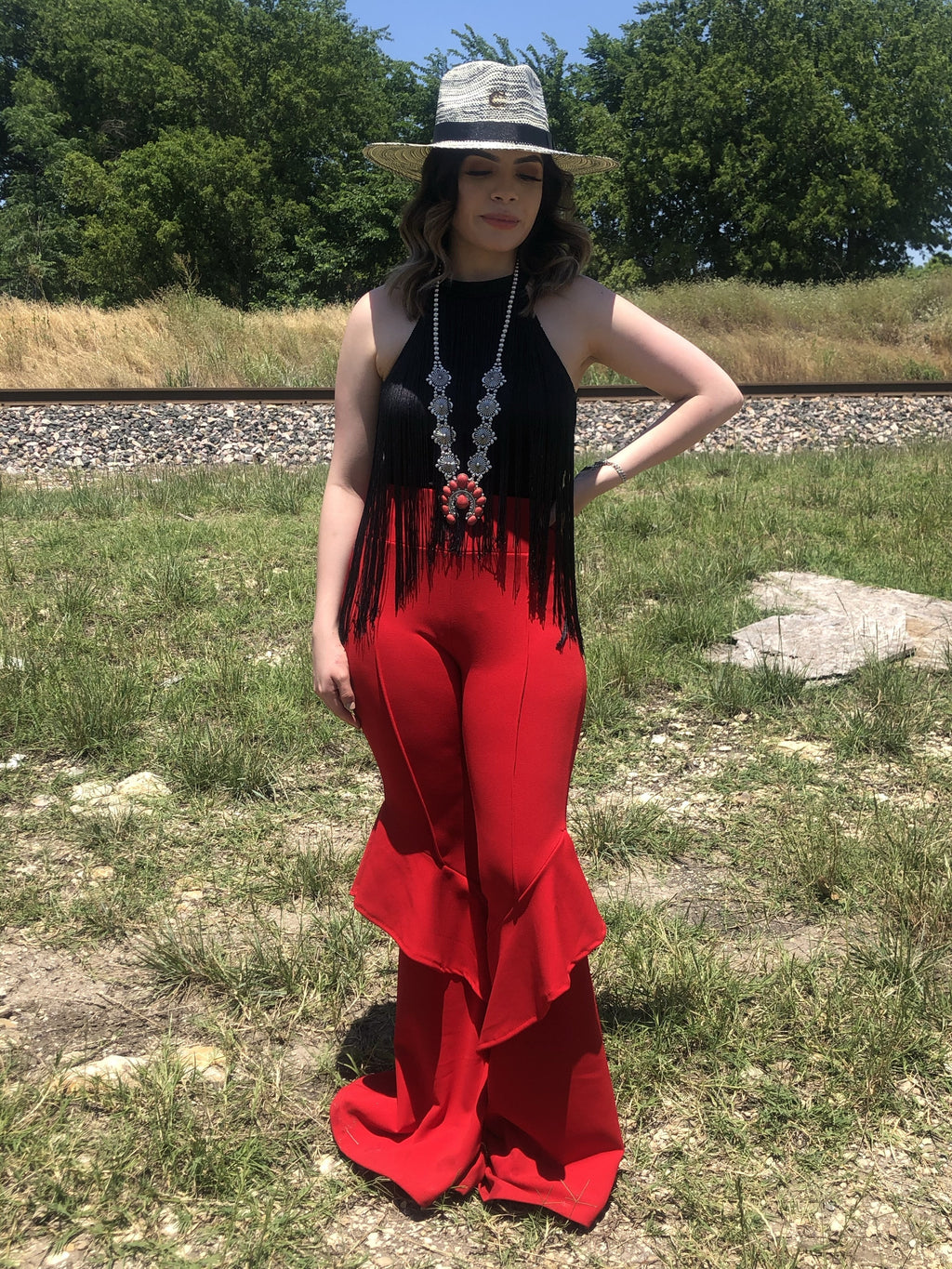 Red bell bottoms