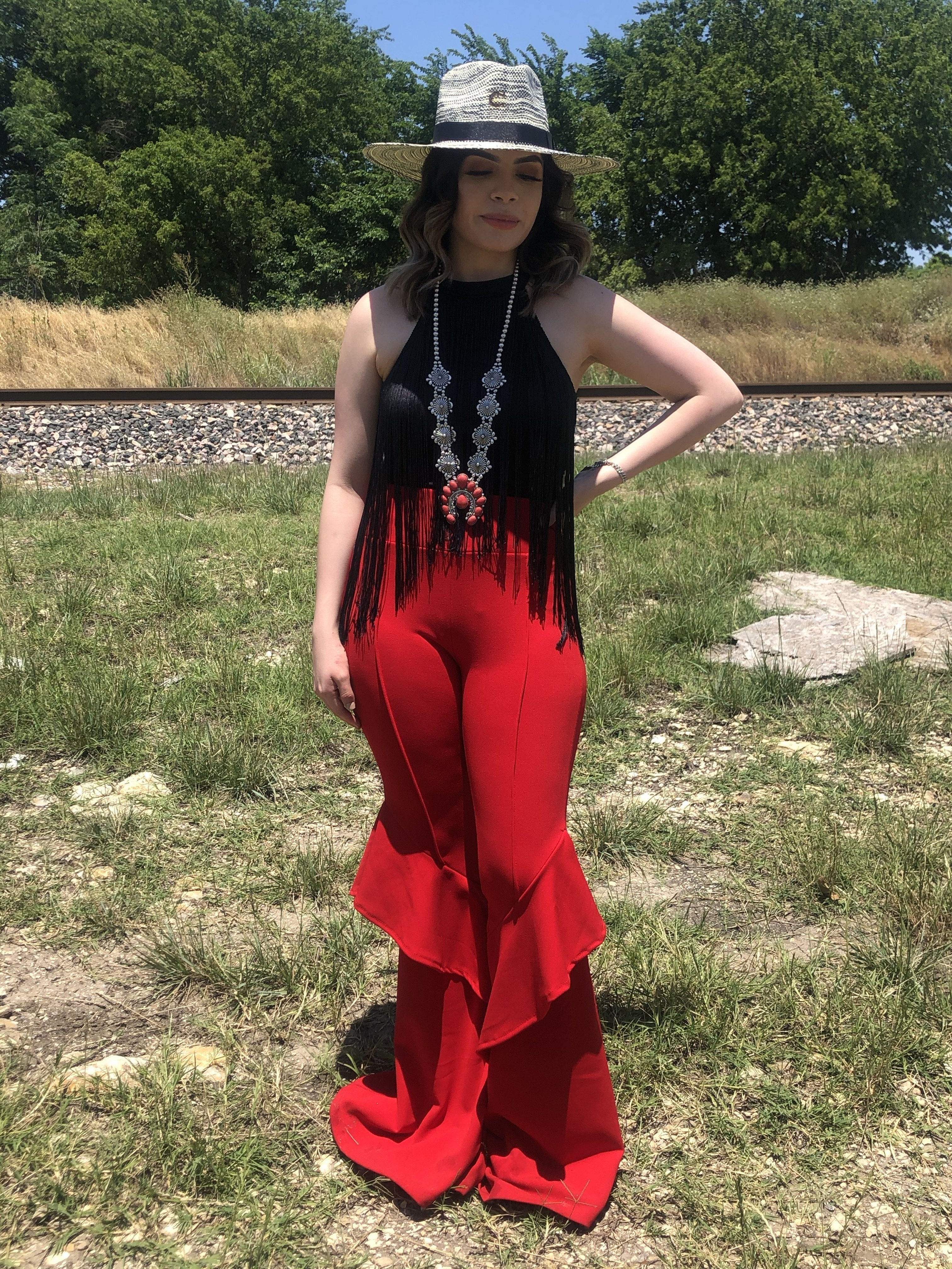 Red bell bottoms