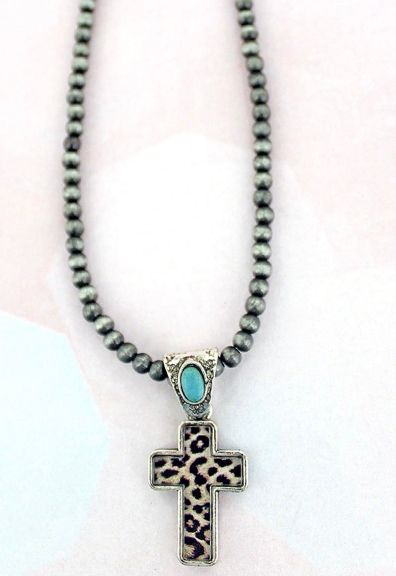 LEOPARD CROSS NECKLACE