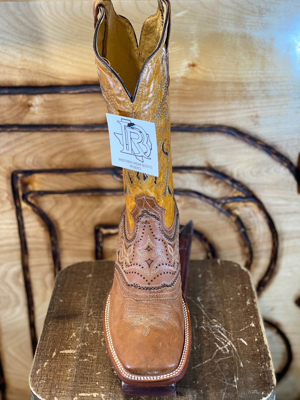 #10 USA LIGHT BROWN BOOTS Square Toe