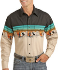 Men's Relaxed Fit Scenic Border Long Sleeve Snap Shirt | Panhandle Style 30S4849