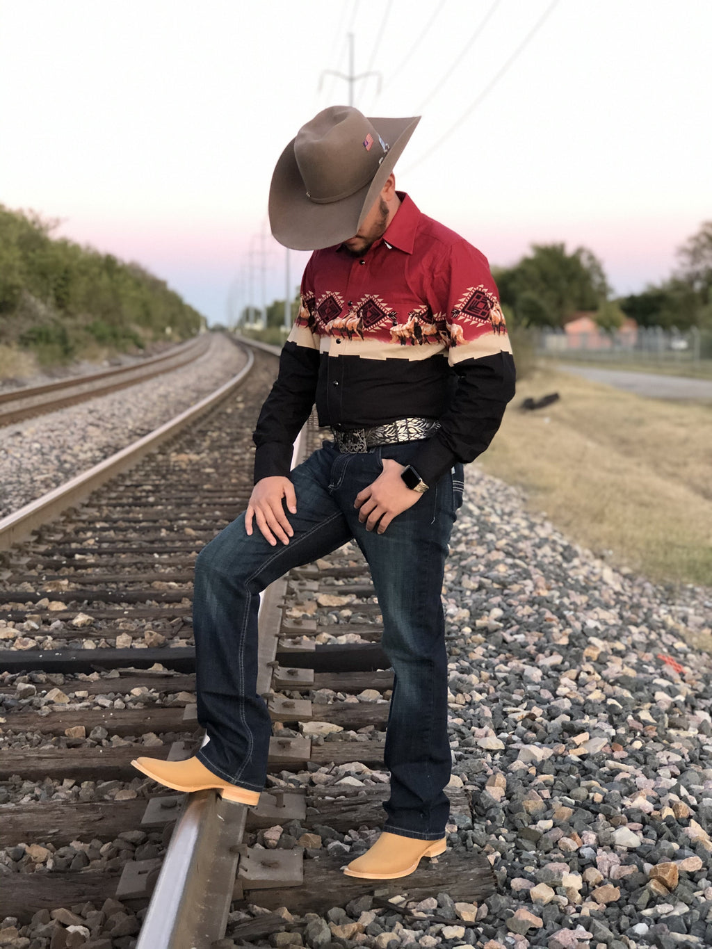 Men's Panhandle Slim Western Boarder Shirt 30S2013