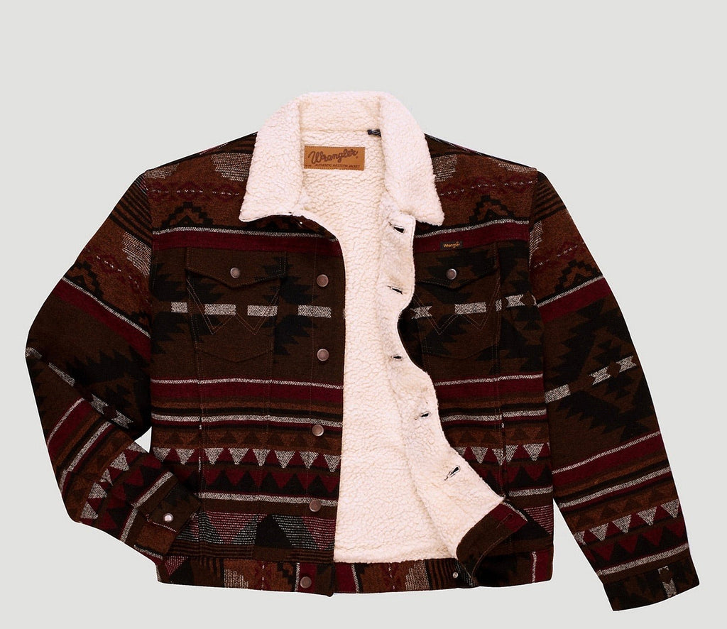 MEN'S WRANGLER® SHERPA LINED JACQUARD PRINT JACKET