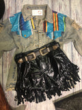Black leather shorts