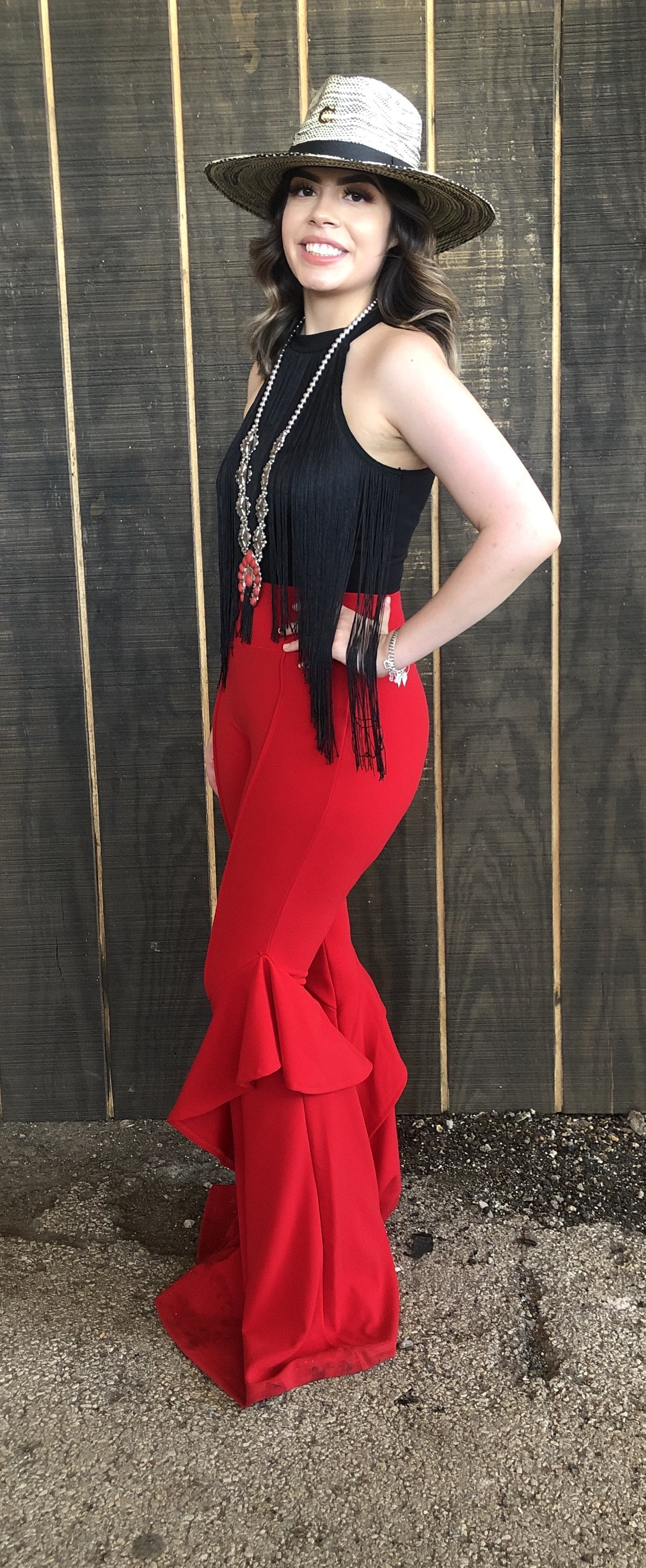 Red bell bottoms