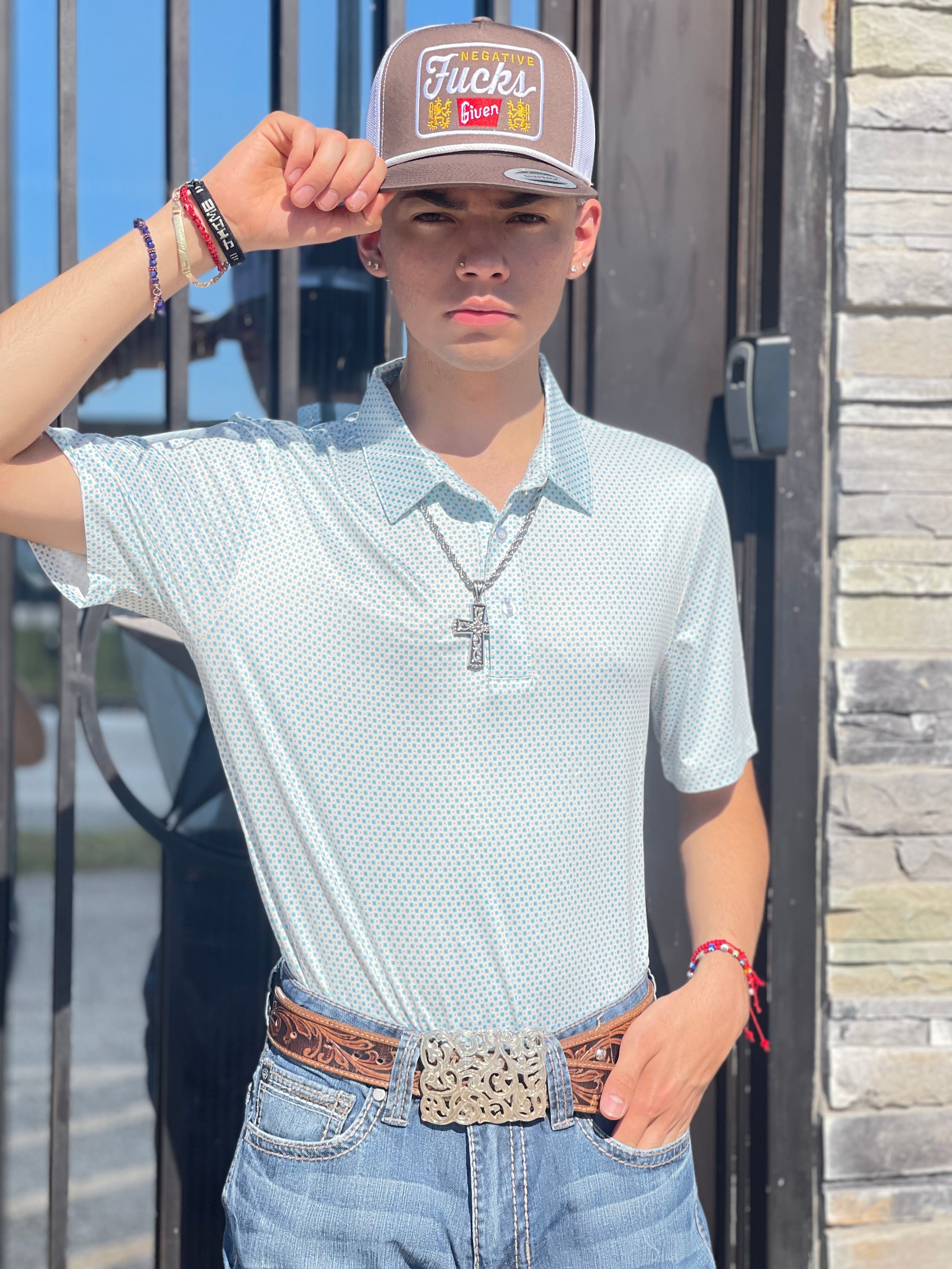 “ Easton “ |  SHORT SLEEVE PRINTED POLO ORONGE ROCK & ROLL