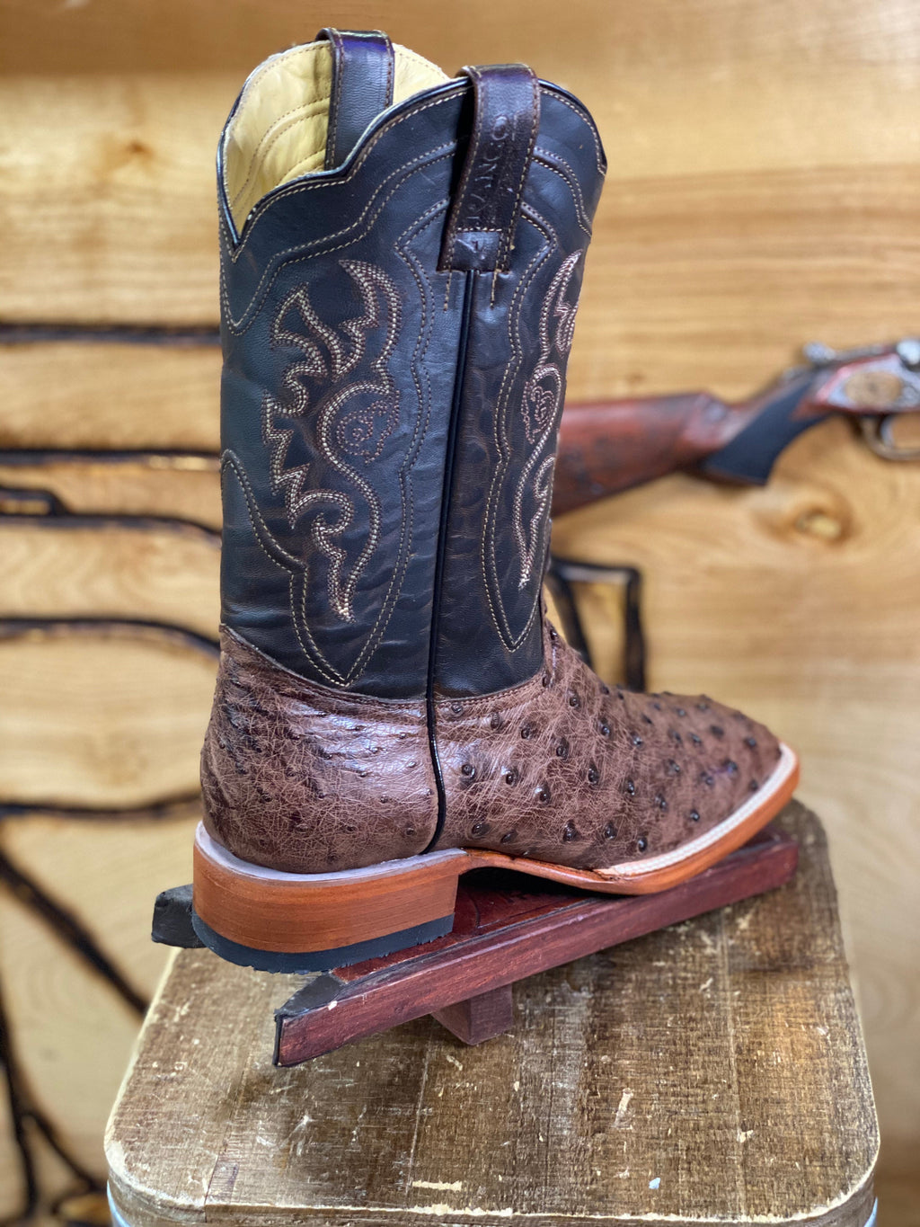 BR BOOTS: OSTRISH BRUCCIATO TOBACO (avestruz brucciato tobaco)